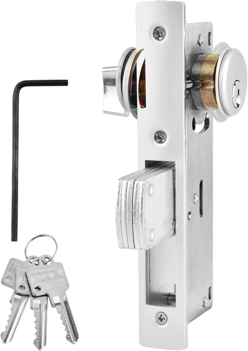 HONUTIGE Storefront Mortise Door Lock, Commercial Mortise Lock with Lock Cylinder Aluminum Door Locks Double Cylinder Hook Deadbolt Lock Set for Storefront Entry Doors - Image 4